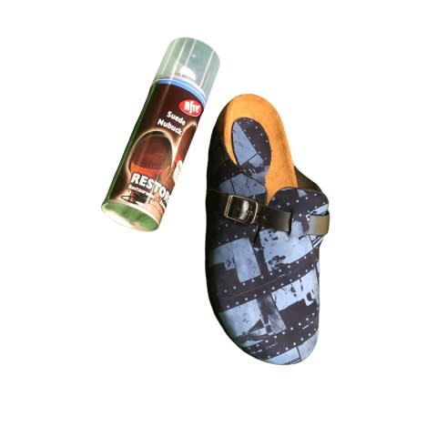Yomitan - Mens Nubuck Custom Made Cork Slide - Blue  With Maintenance Kit