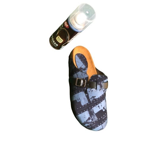 Yomitan - Mens Nubuck Custom Made Cork Slide - Blue  With Maintenance Kit