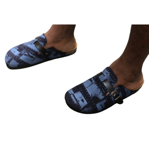 Yomitan - Mens Nubuck Custom Made Cork Slide - Blue  With Maintenance Kit