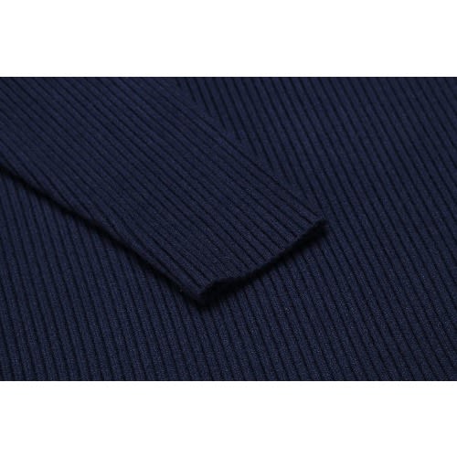 Ladies Turtleneck Long Sleeve T-shirt - Navy Blue