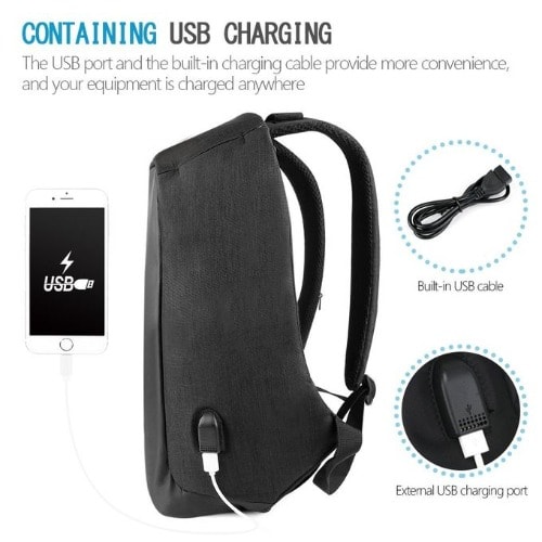 Anti-Theft Travel & Laptop Backpack with USB Charging Port