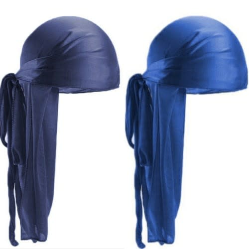 2 In 1 Silky Durag - Navy Blue And Royal Blue