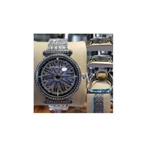 Forecast Iced Stones Men's Wrist Watch- Silver