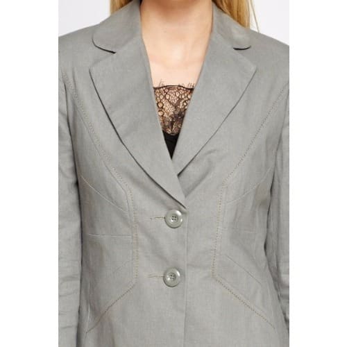 Twin Button Linen Blend Blazer - Beige