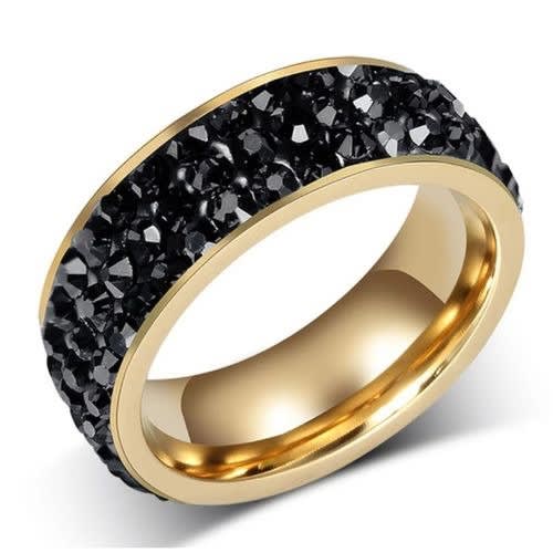 Men's Black Gold Fashion Ring Band