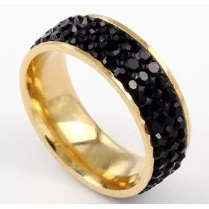 Men's Black Gold Fashion Ring Band