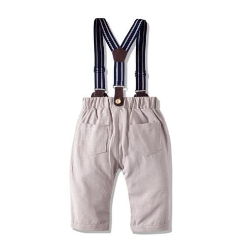 Boy Birthday Suspender Set + Cap - Gray