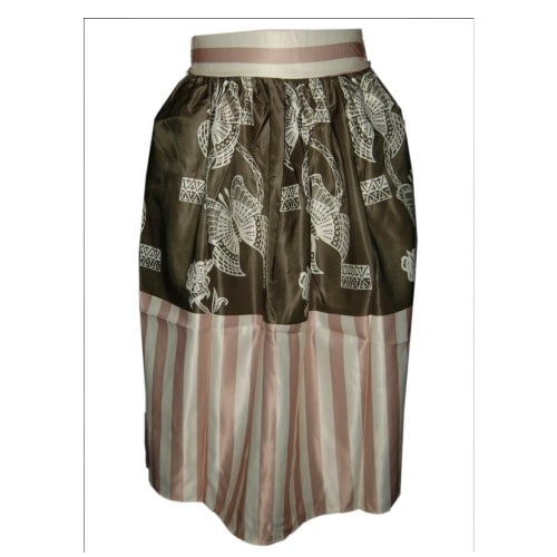 Emfed Stripes & Butterfly Print High Waist Full Skirt