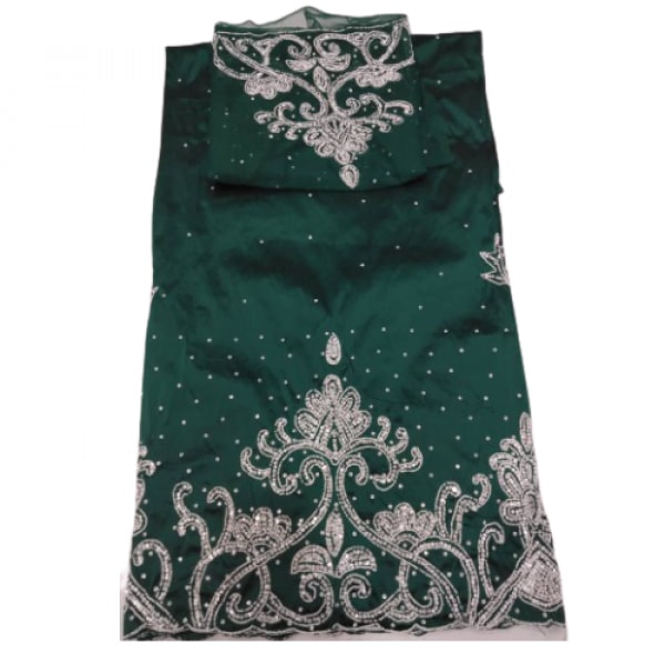 Beaded George With White Details - Emerald Green