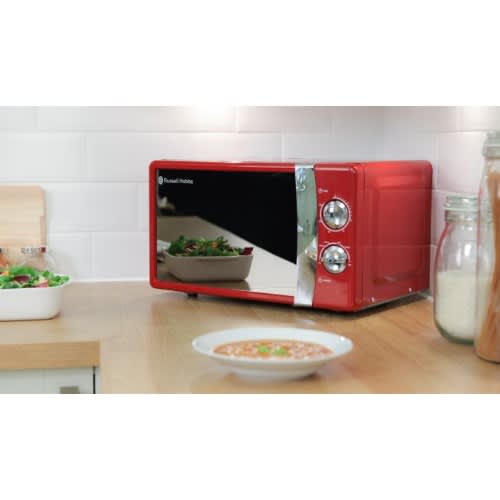 Flame Red Compact Manual Microwave