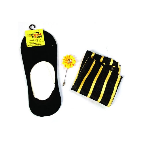 Stealth Socks + Yellow Lapel Pin + Pocket Square