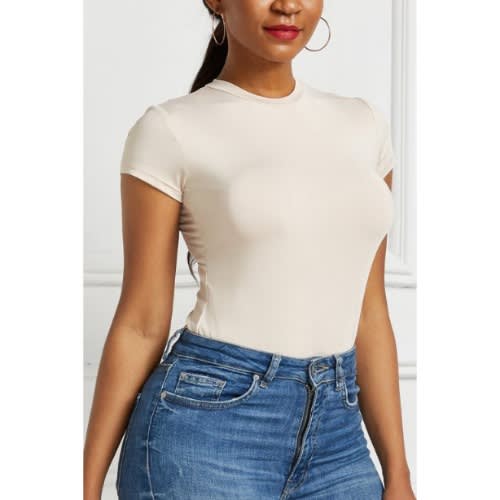 Short Sleeve Bodysuit - Cream