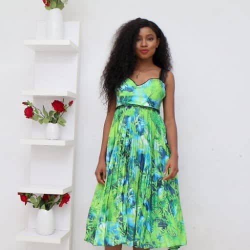 Floral Top And Skirt - Green