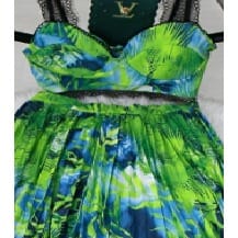 Floral Top And Skirt - Green
