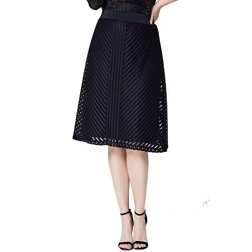 Mesh Stripe Skirt -Black