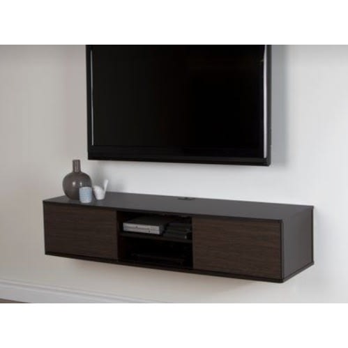 3 boxes Long Dvd/Audio Floating Shelf With Storage - Brown