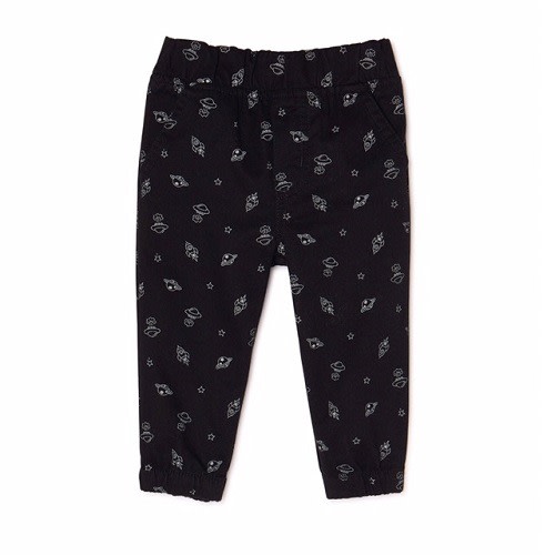 Baby Boys Canvas Joggers Pants - Black Print