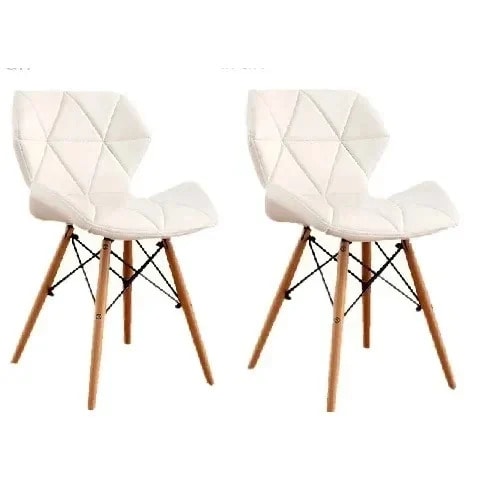 Padded Wood Leg Dining Chairs - Set Of 2 - White
