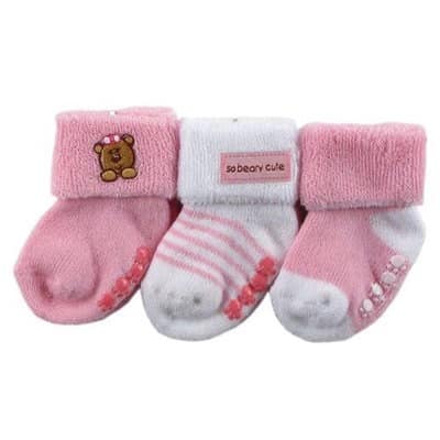 3 Pairs Foldover Baby Socks