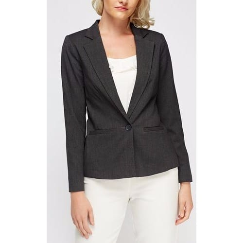 Charcoal One Botton Front Lapel Blazer