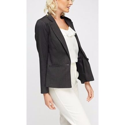 Charcoal One Botton Front Lapel Blazer