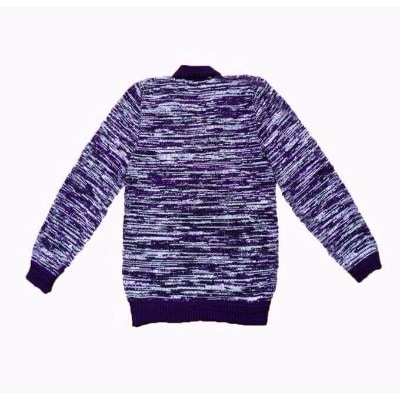 V-neck Wool Sweater Top - Purple