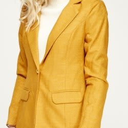 Metallic Insert Lapel Blazer - Gold