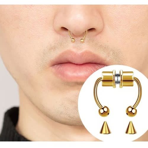 3pcs Unisex Magnetic Septum Nose Ring - Gold, Silver , Black