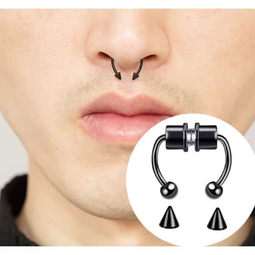 3pcs Unisex Magnetic Septum Nose Ring - Gold, Silver , Black
