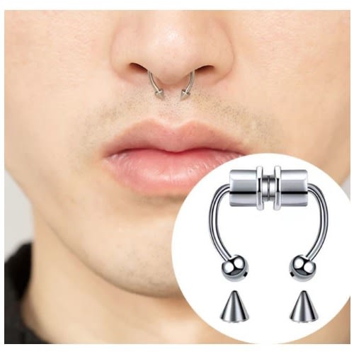 3pcs Unisex Magnetic Septum Nose Ring - Gold, Silver , Black