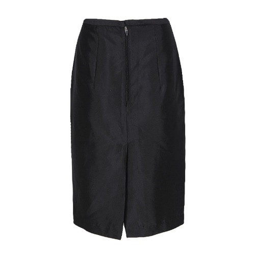 Glossy Ladies Plain Straight Skirt - Black - L-4598