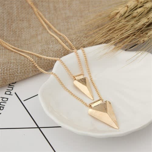 2 Layers Ladies Pendant Necklace - Gold