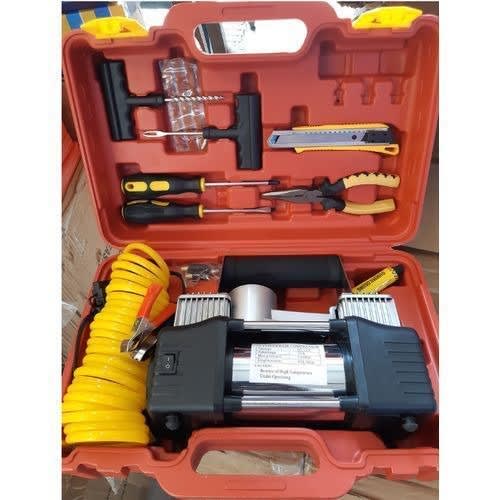 Double Cylinder Car Tyre Inflator  Air Compressor Pump With Tools Box