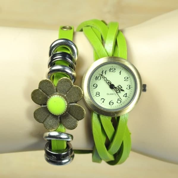 Flower Pendant Bracelet Watch | Green