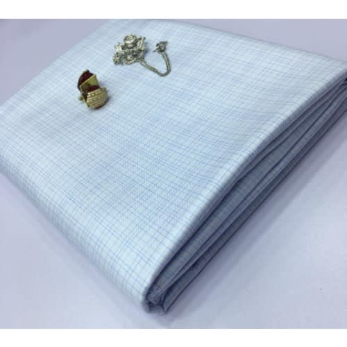 4 yards White With Blue Tiny Check Senator Material