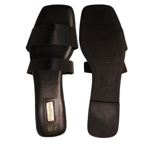 Double Strap Slippers - Black