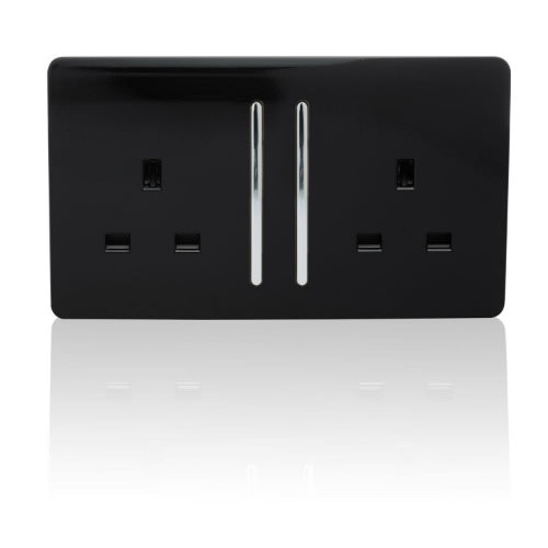 Uk 13A Double Black Socket