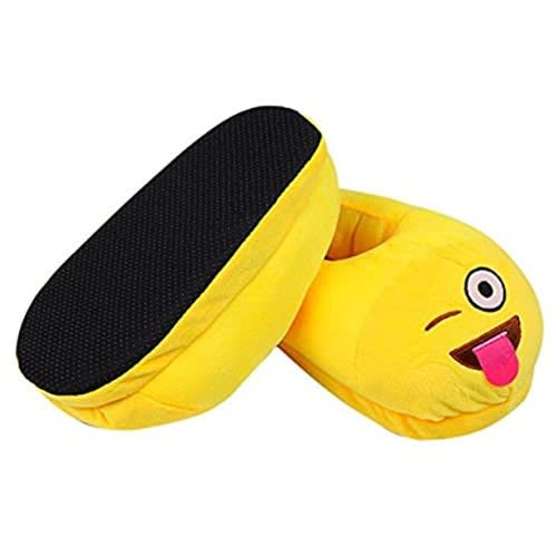 Tongue Out Emoji Plush Indoor Slippers