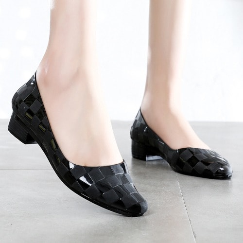 Design Rubber Shoe- Chess Pattern - Black