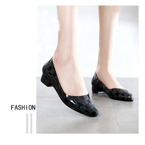 Design Rubber Shoe- Chess Pattern - Black
