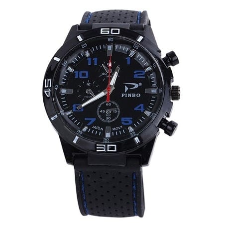Silicone Men's Strap Wrist Watch - Blue Face