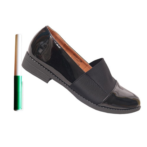 Female Patent Leather Unique Flat Shoe - Black