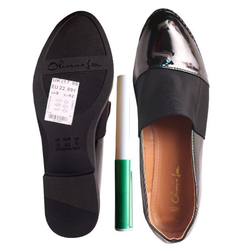 Female Patent Leather Unique Flat Shoe - Black