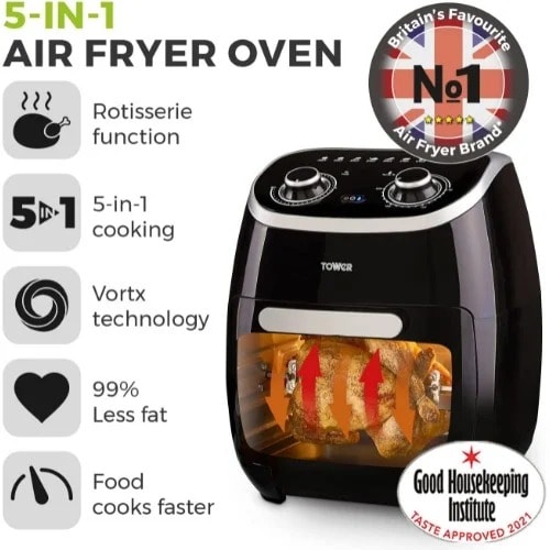 5-in-1 Air Fryer Oven With Rapid Air Circulation, Manual Control And 60 Minute Timer -11l