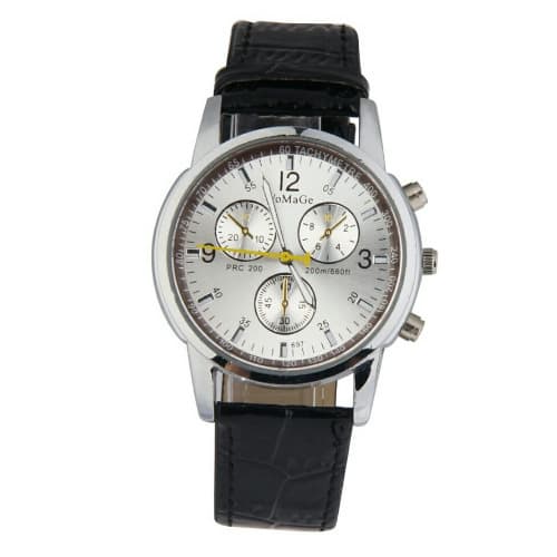 Unisex Leather Strap Watch - Black