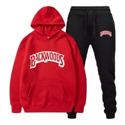 Hoodie - Red And Jogger  - Black With Club Logo Prints