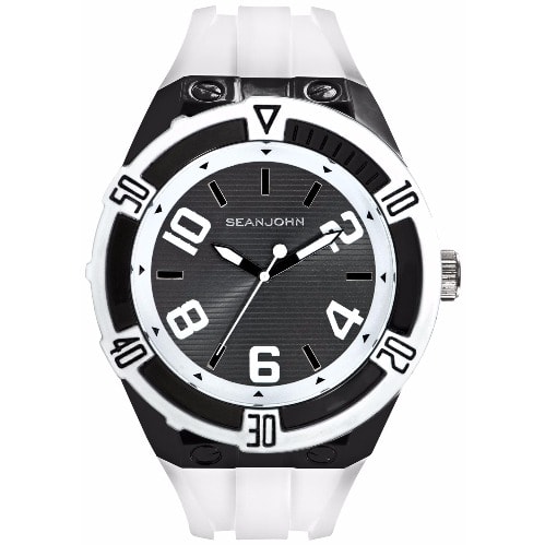 Men's Silicone Strap Watch - Black & White
