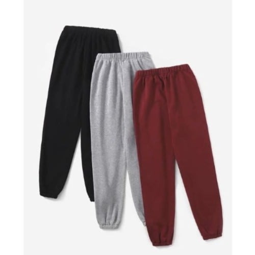 Casual Joggers Pants - 3 Pieces - Black - Grey And Burgundy