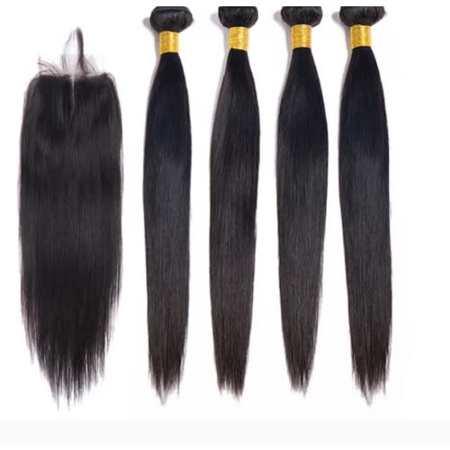 4 Bundles Of  Long Straight Weavon With Closure