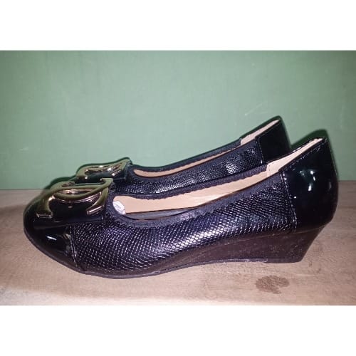 Leathered Bow Ladies Office Wedge Shoe